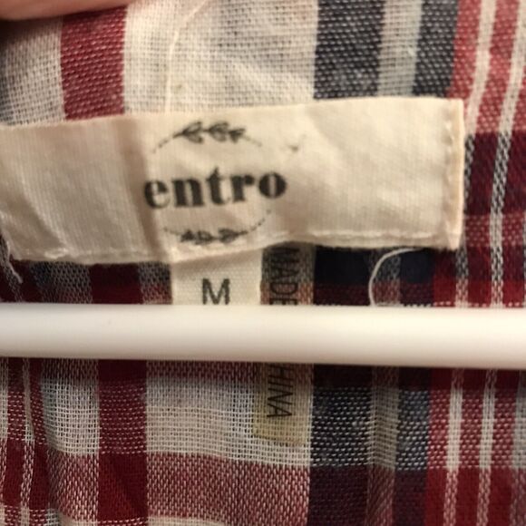 Entro Womens Multicolor Plaid Quarter Sleeves Button Front Shirt Dress Size M - Picture 5 of 5